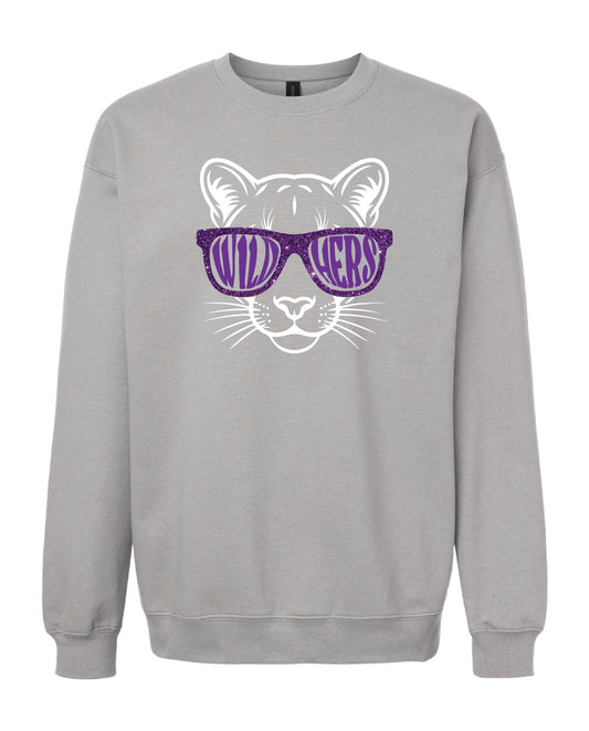 Panthers Glitter Glasses Crewneck Sweatshirt