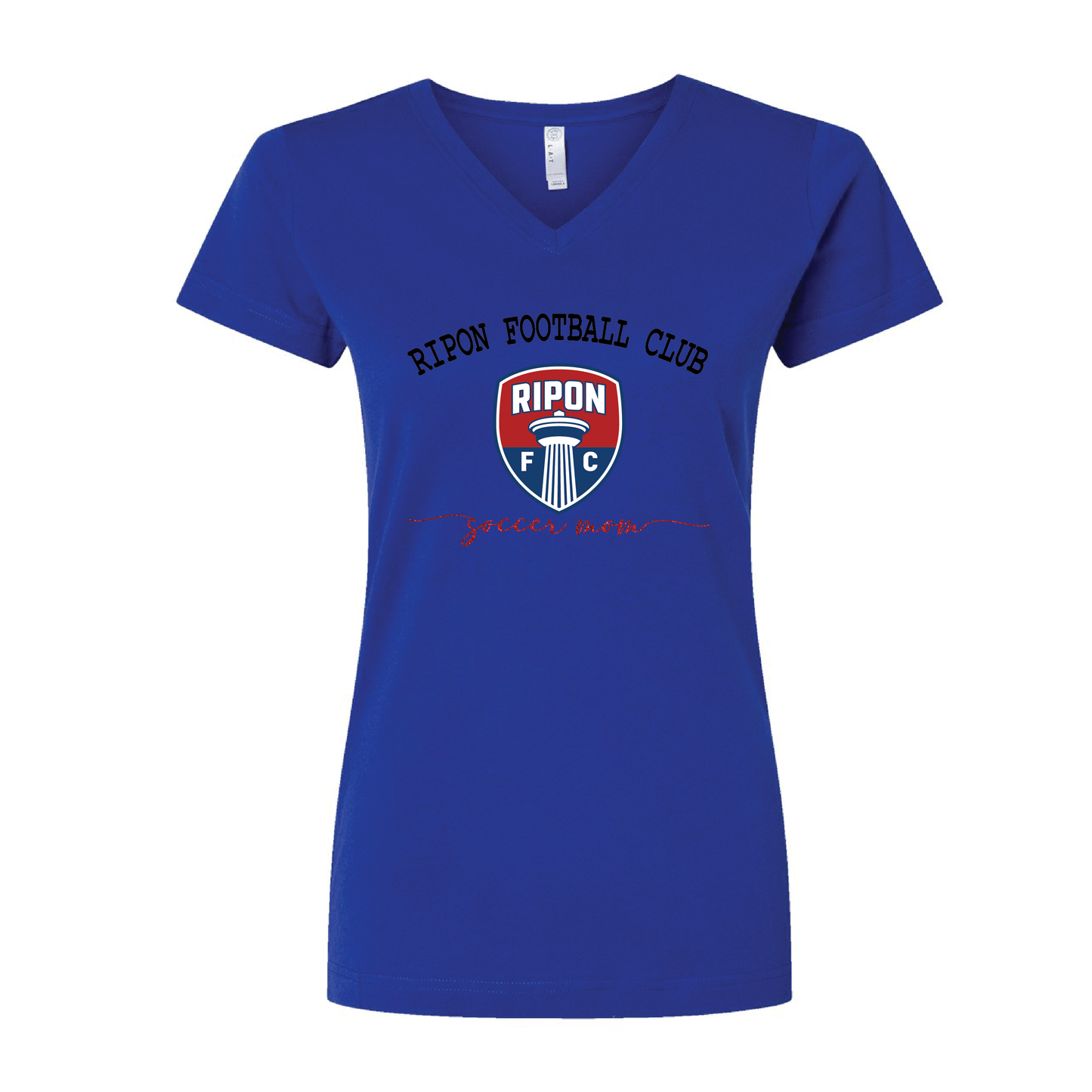 Women's Glitter Soccer Mom V-Neck