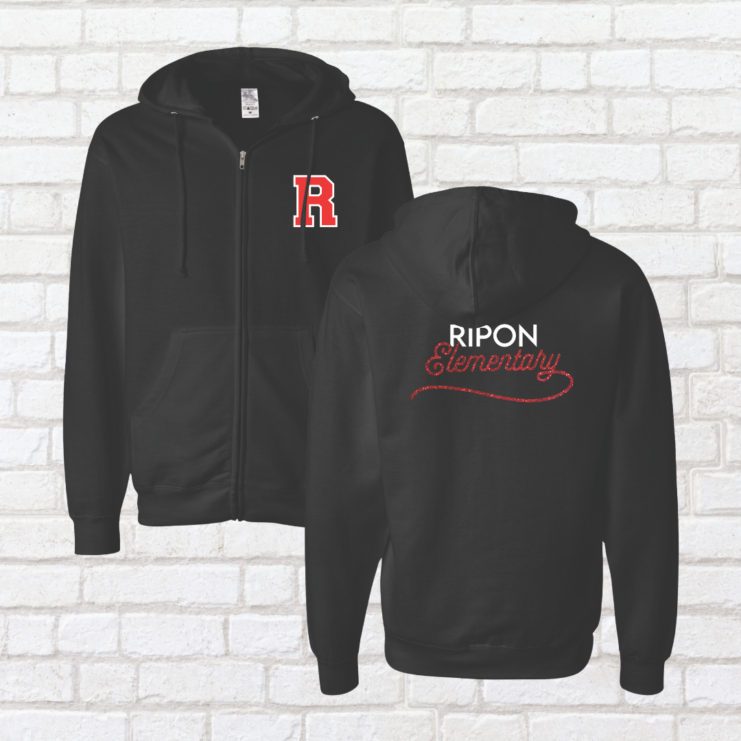 Glitter Script Zip Up Hoodie