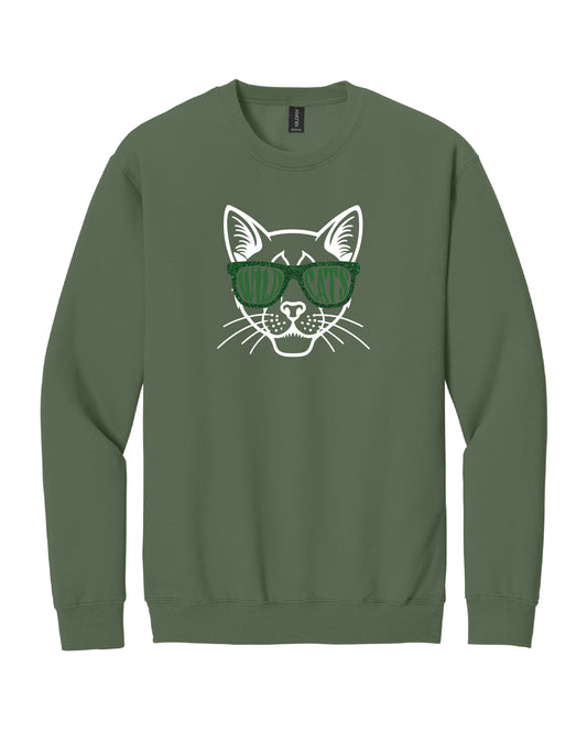 Glitter Cat Glasses Crewneck