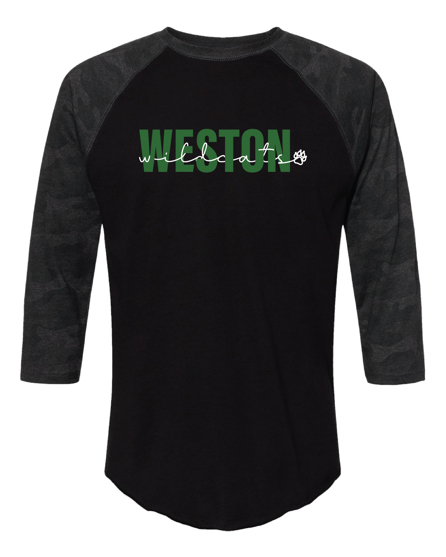 Weston Baseball Style Tee (choose your design)