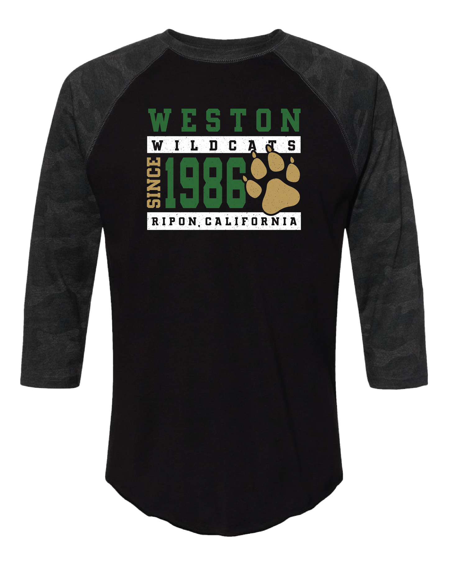 Weston Baseball Style Tee (choose your design)