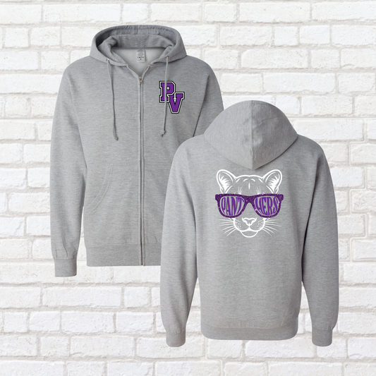 Panthers Glitter Glasses Zip Up Hoodie