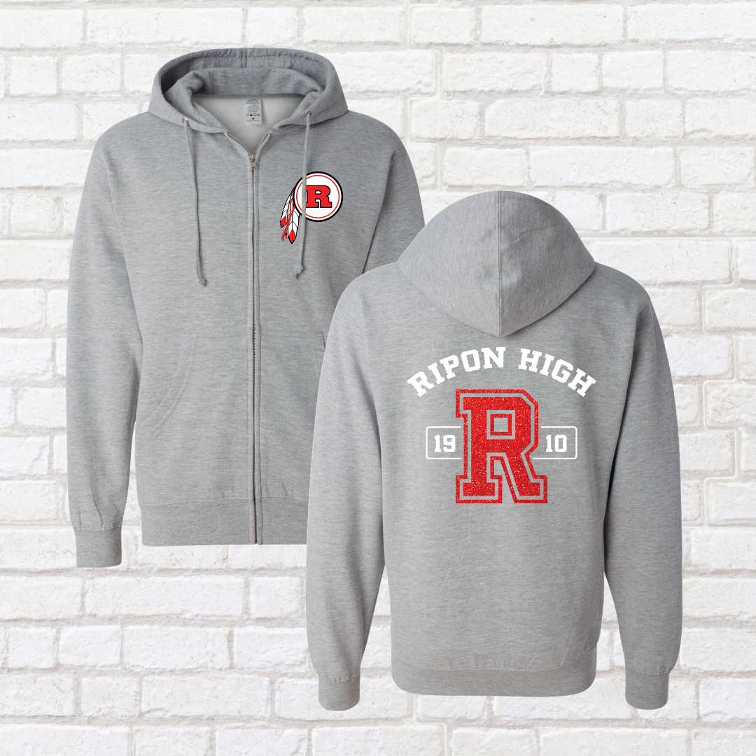 Glitter R Zip Up Hoodie
