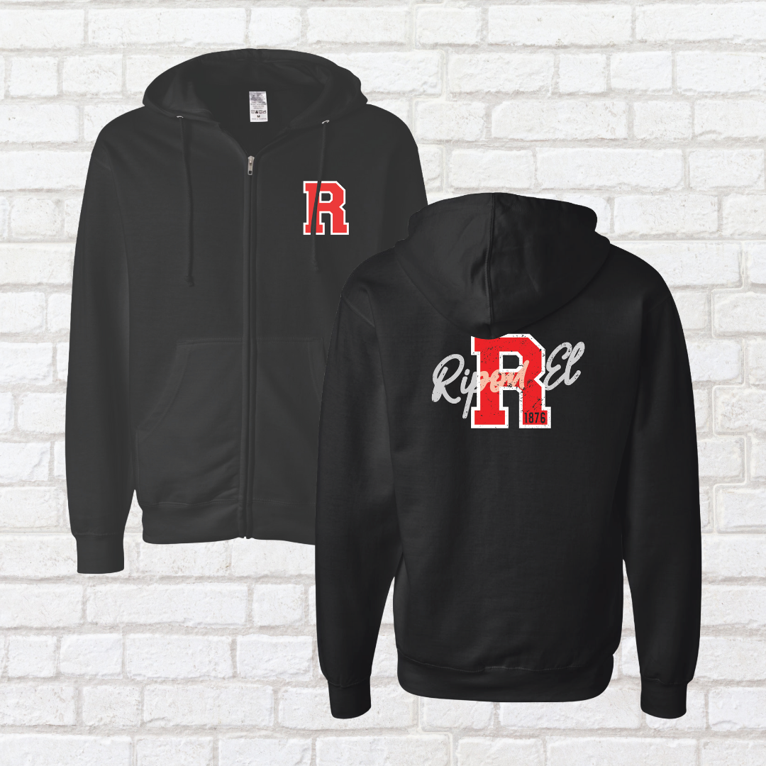 Distressed R Zip Up Hoodie