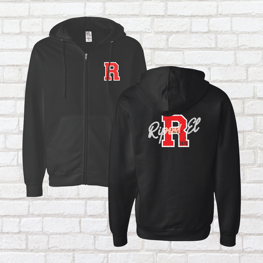 Distressed R Zip Up Hoodie
