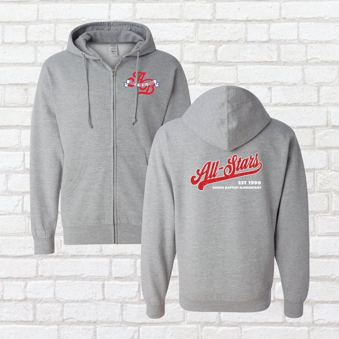 Classic AB Glitter Zip Up Hoodie