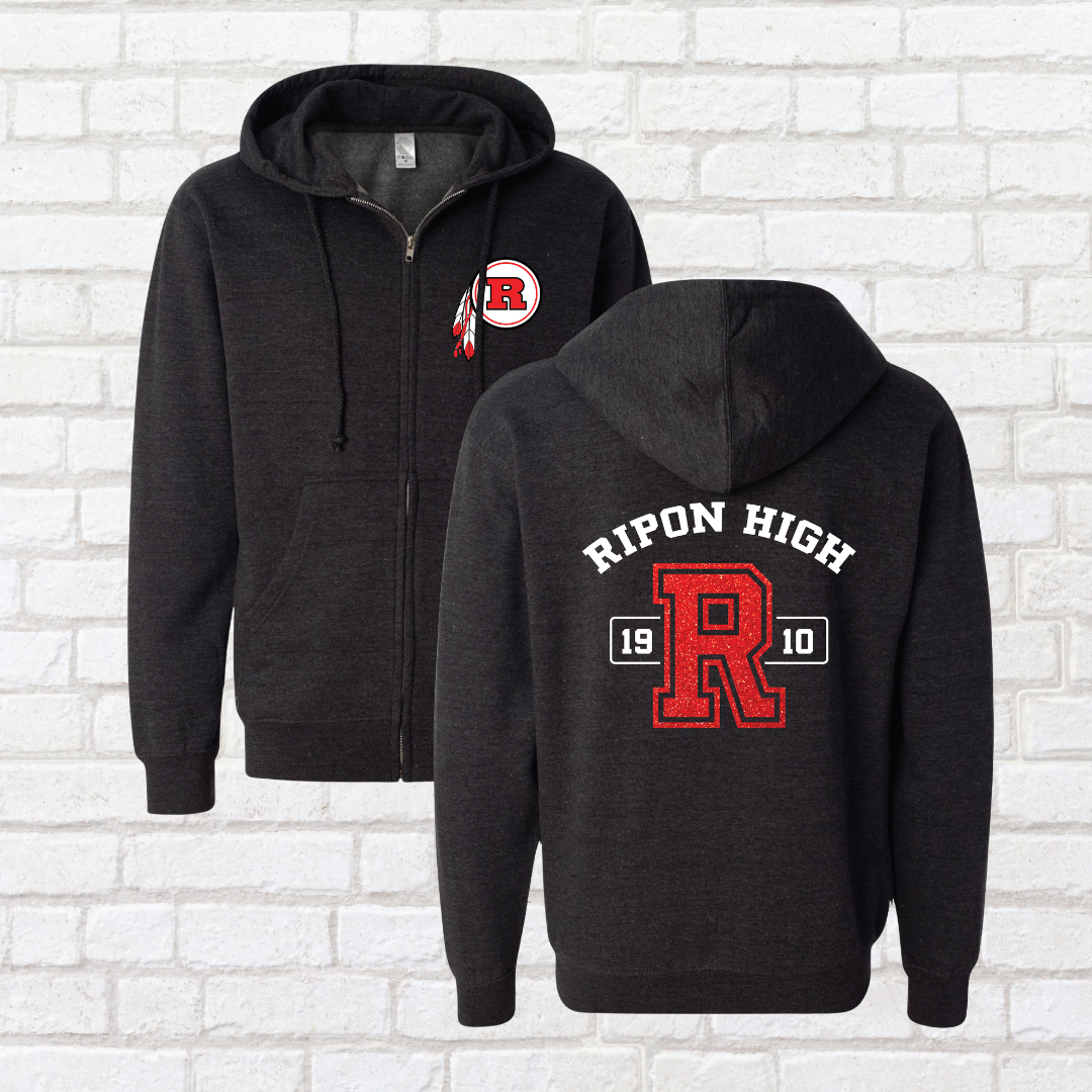 Glitter R Zip Up Hoodie