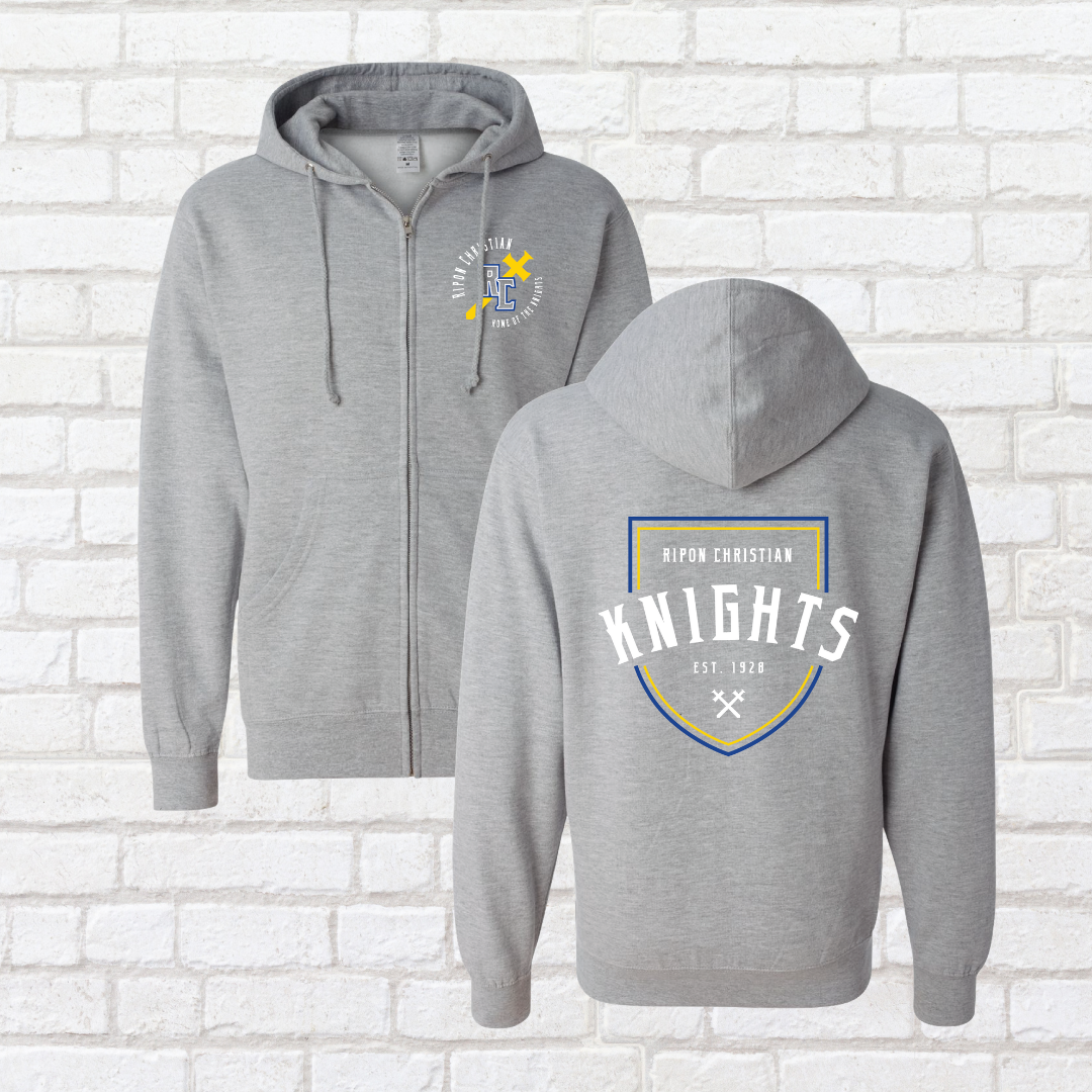 Knights Shield Outline Zip Up Hoodie