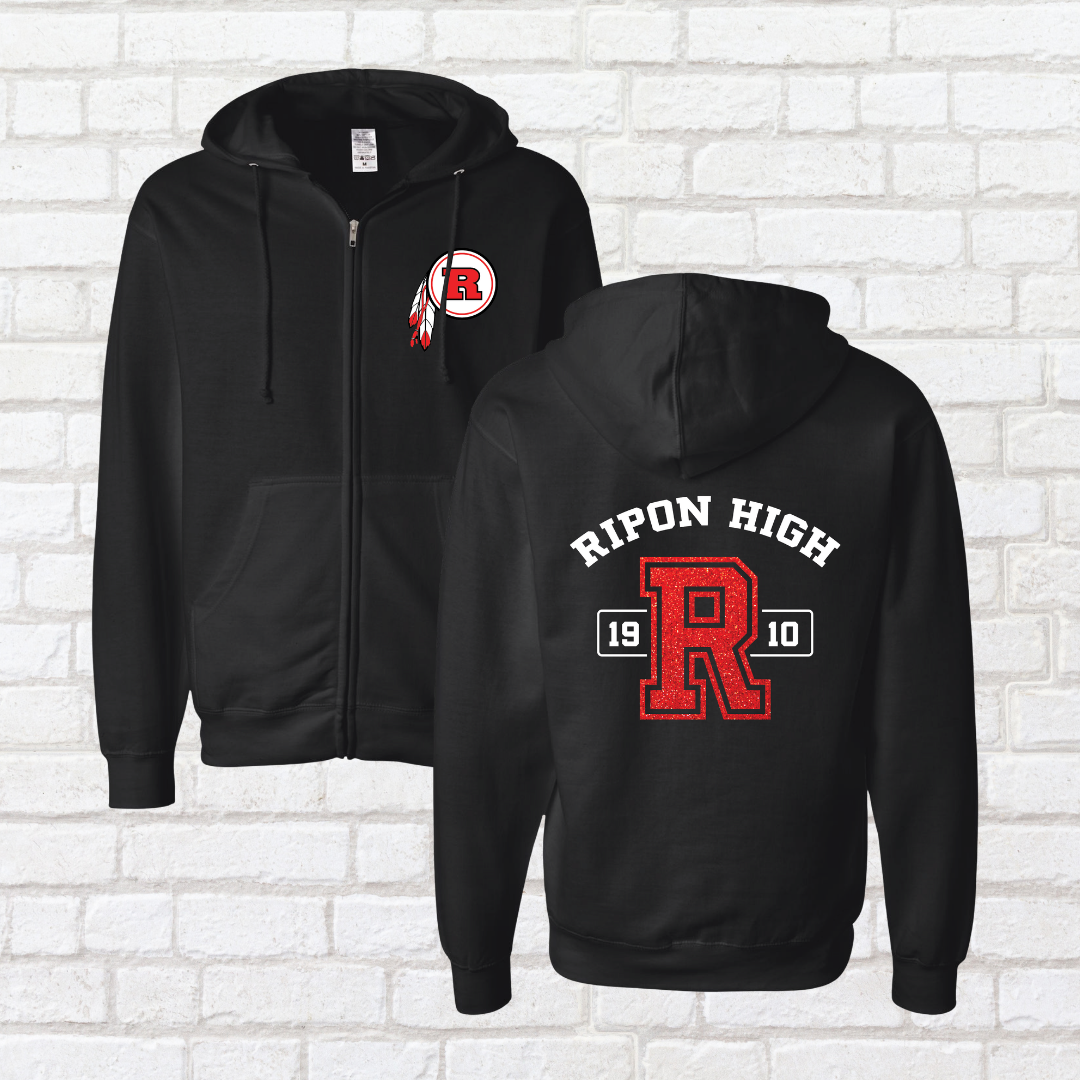 Glitter R Zip Up Hoodie