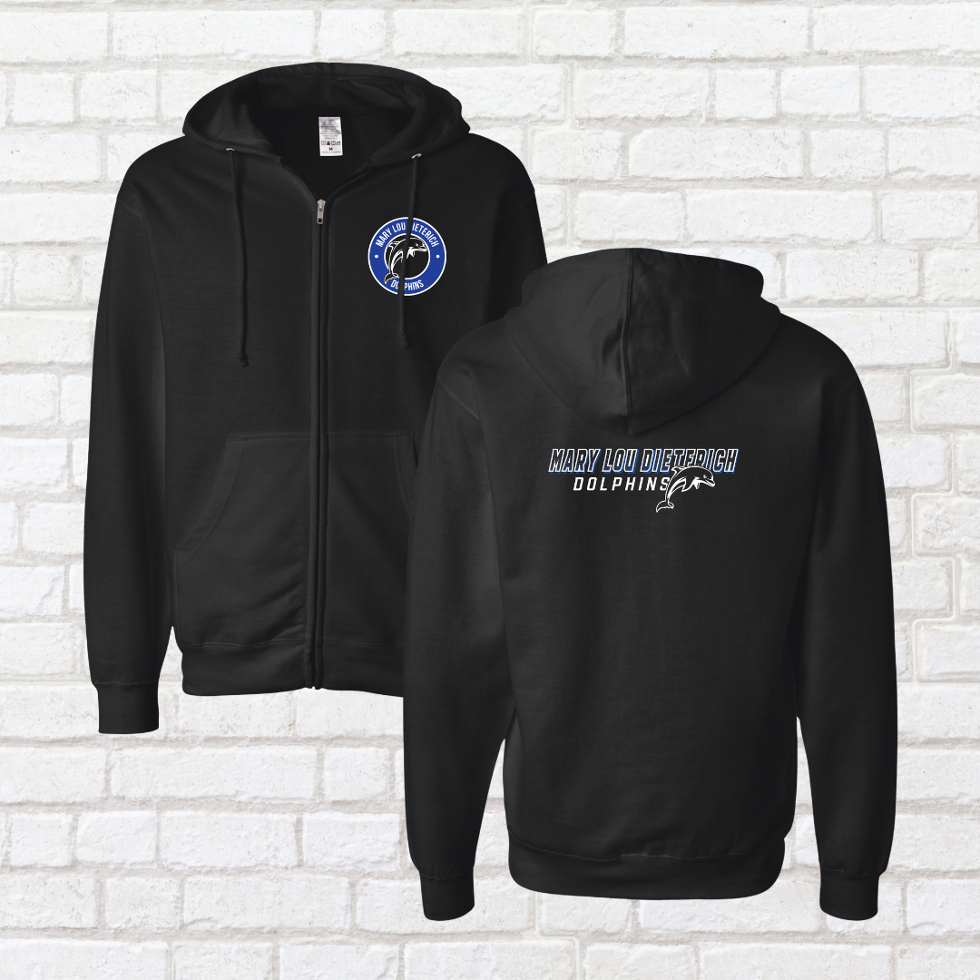 Athletic Dolphins Zip Up Hoodie