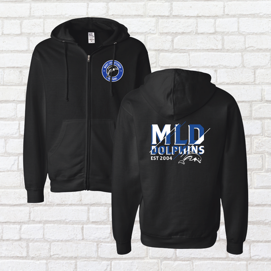 Collegiate Dolphins Zip Up Hoodie